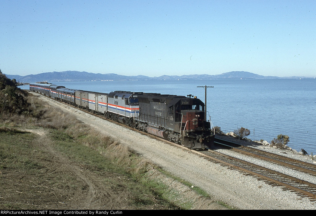 SP 7456 helping EB Amtrak #6